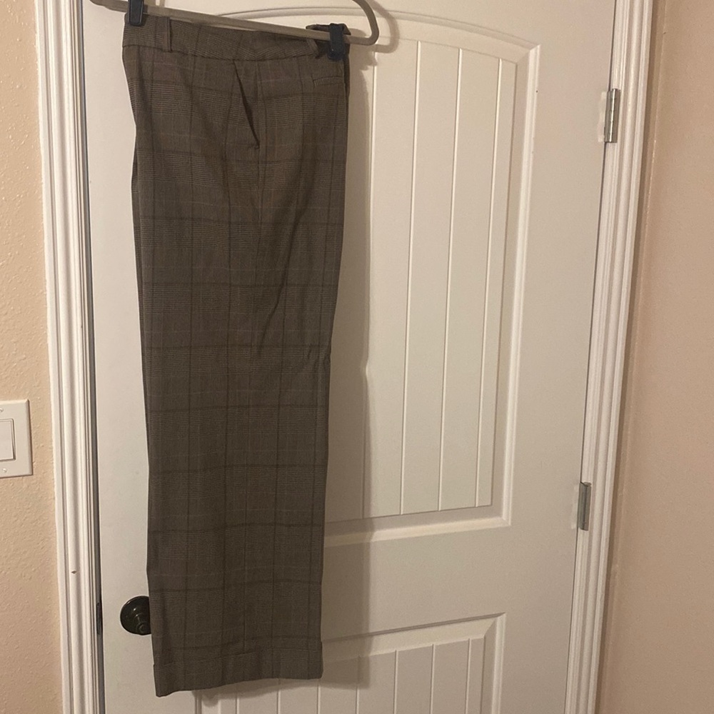 Anne Klein plaid slacks pink brown size 16